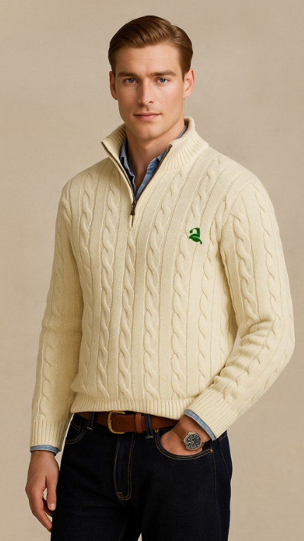 Laurent Cashmere Quarter-Zip Sweater